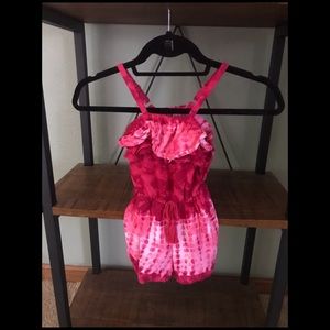 Hot Pink & White Tie-Dye Justice Girls Romper Sz 6